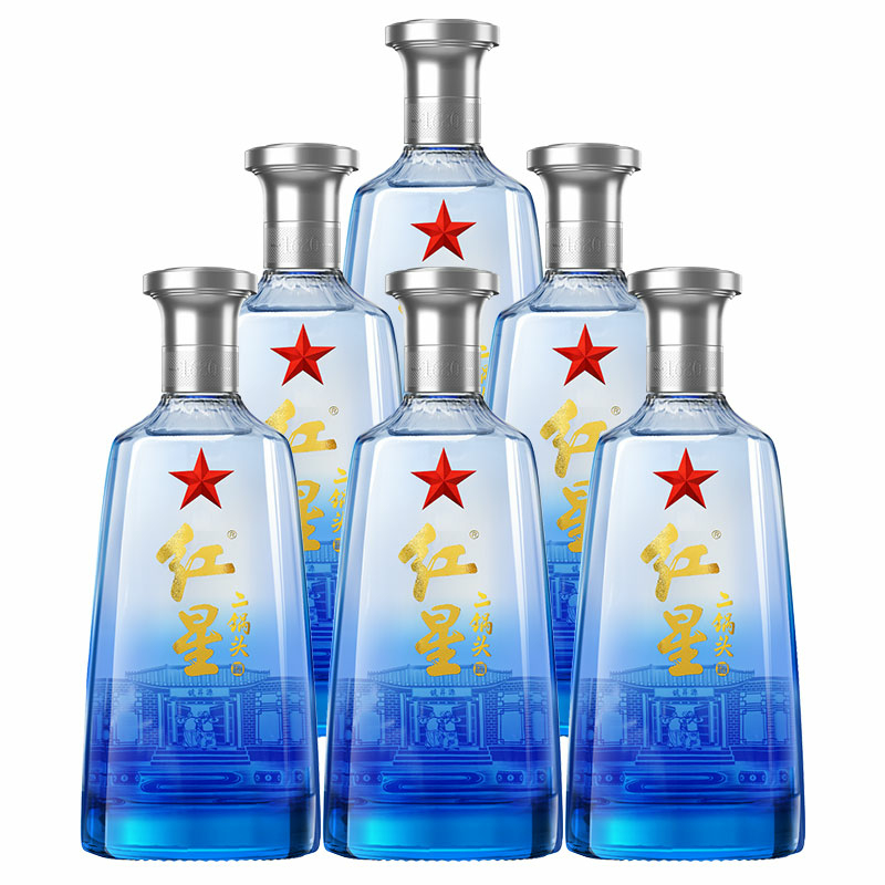 红星二锅头蓝盒12 43度清香型白酒500ml