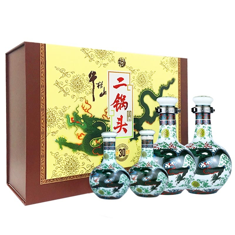 北京牛栏山酒业珍品三十（30）青龙礼盒53度清香型500ml*2+125ml*2