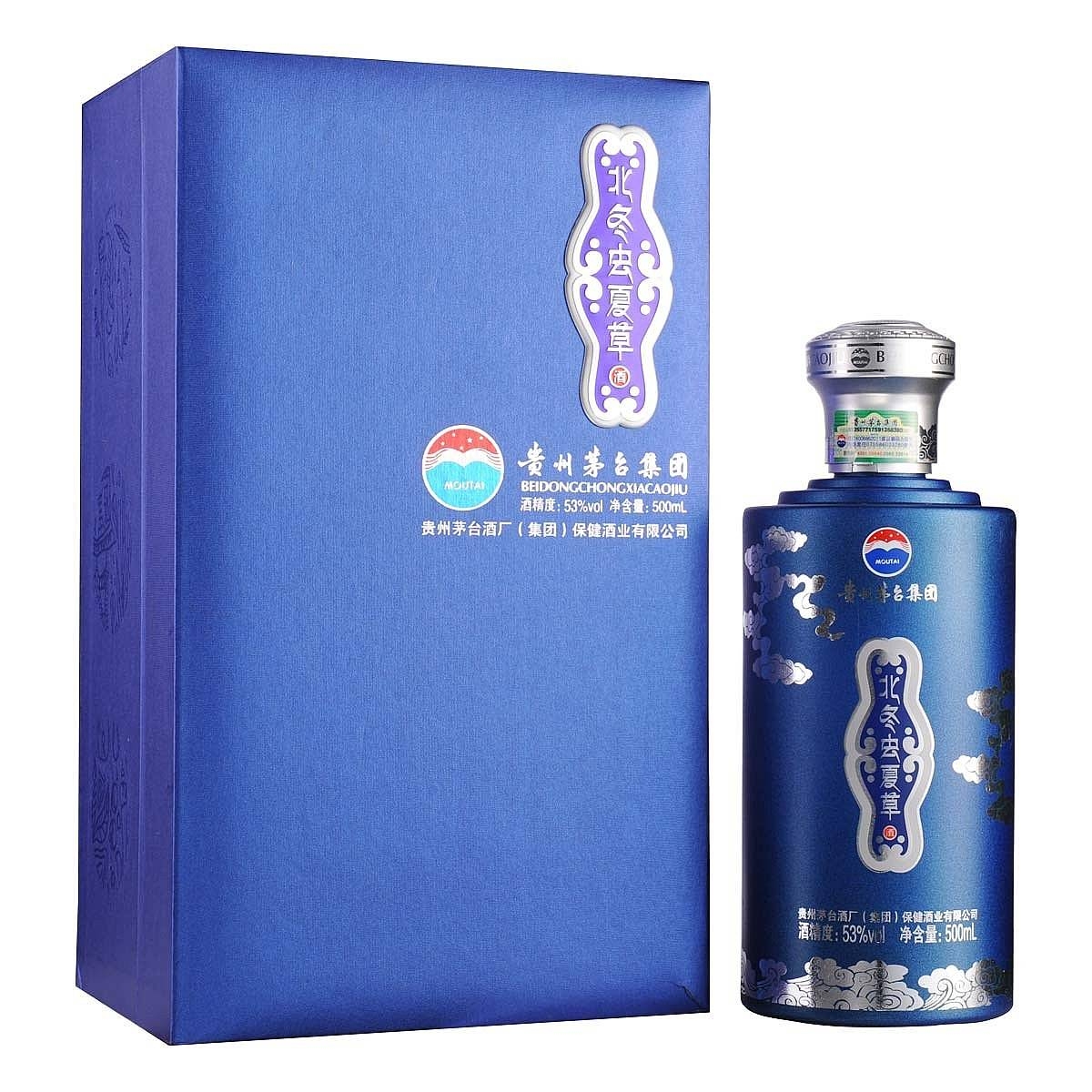 贵州茅台集团北冬虫夏草酒蓝钻口感酱香型53度白酒500ml单瓶装
