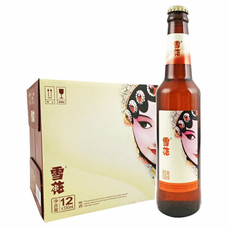雪花（SNOW）啤酒脸谱花脸花旦玻璃瓶装330ml*12瓶一箱单瓶