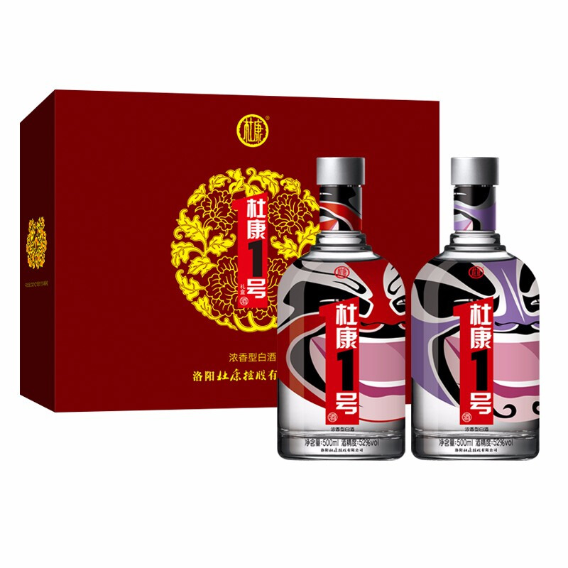 杜康1号京剧脸谱52&deg;度浓香型白酒500ml礼盒装