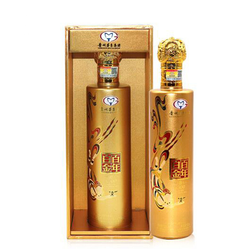 贵州茅台集团白金百年K100金色版口感酱香型52度白酒500ml单瓶装