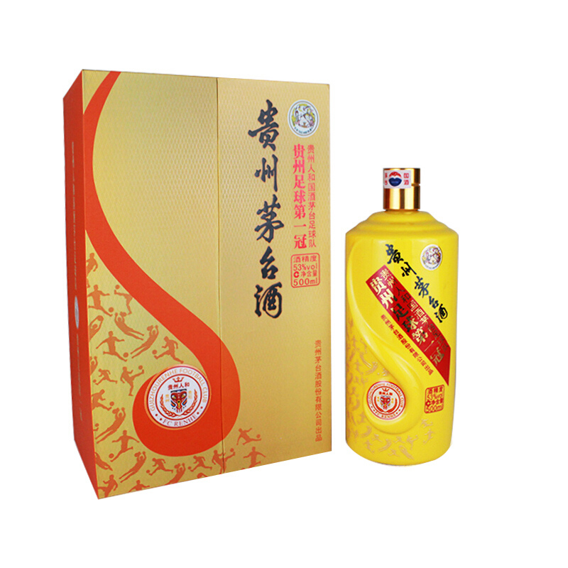 [A]贵州茅台集团人和足球第一冠口感酱香型53度白酒500ml单瓶装