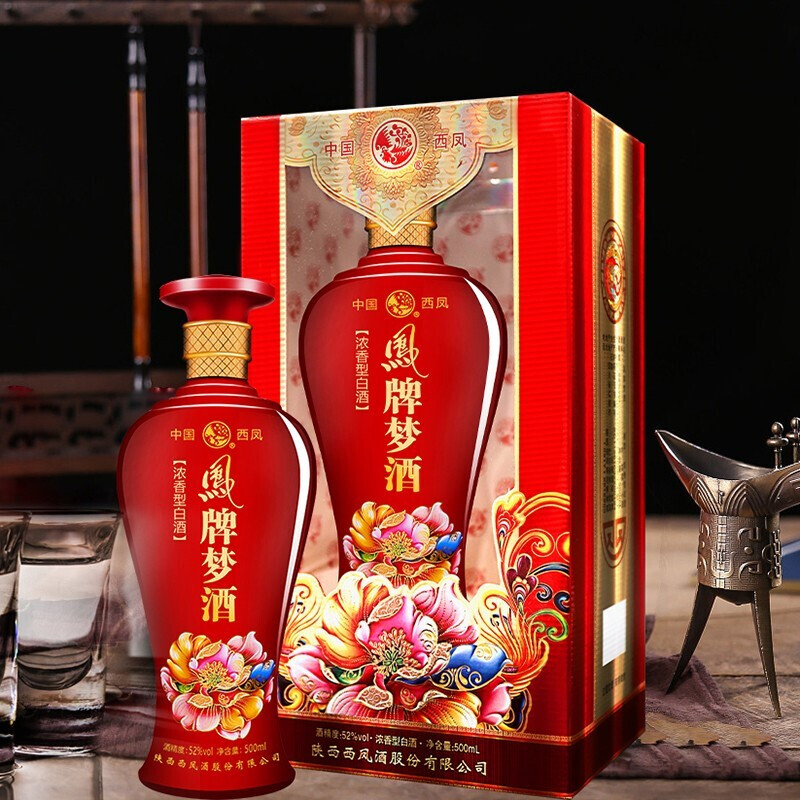陕西西凤酒凤牌梦酒口感浓香型52度白酒500ml单瓶装