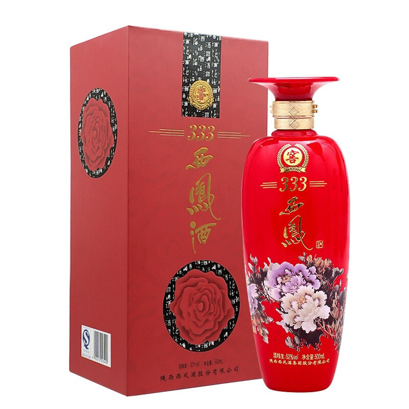 陕西西凤窖333酒口感浓香型52度白酒500ml单瓶装