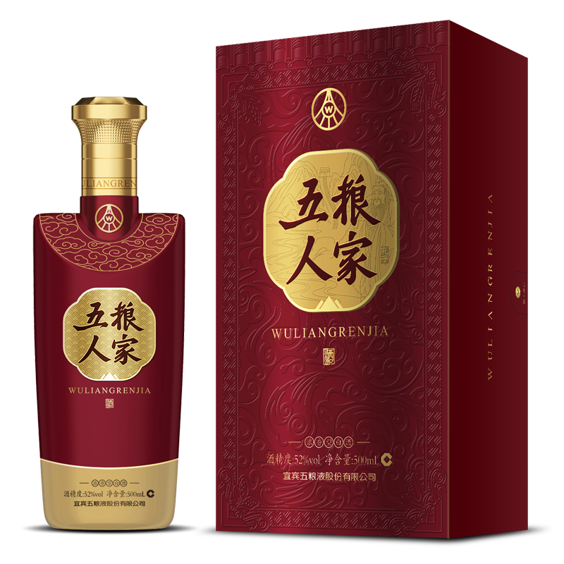 五粮液五粮人家&middot;山东系列口感浓香型52度白酒500ml单瓶装
