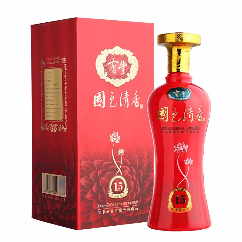 河南省宝丰酒46度国色清香陈坛15清香型500ml单瓶装