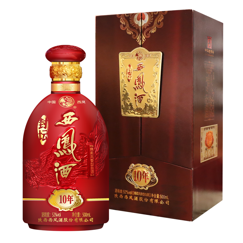 陕西西凤酒封坛10年口感凤香型52度白酒500ml单瓶装