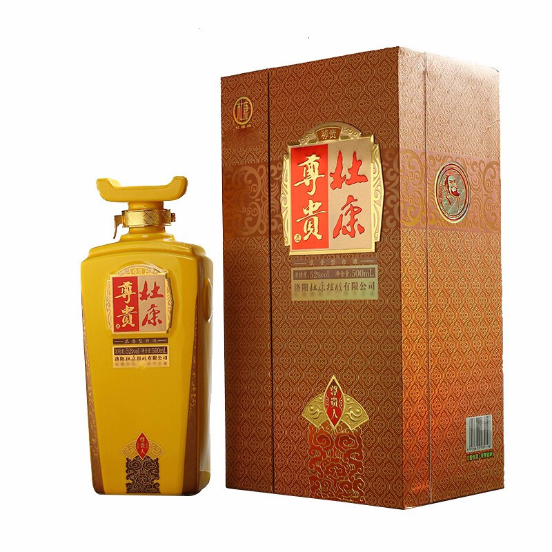 杜康尊贵酒尊贵人口感浓香型52度白酒500ml单瓶装