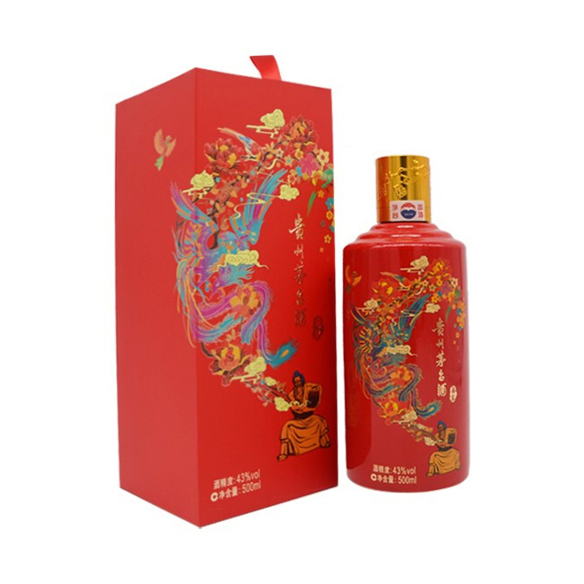 贵州茅台 43度 茅台酒 酱香型白酒 喜宴 中国红 500ml*6瓶 原封原箱