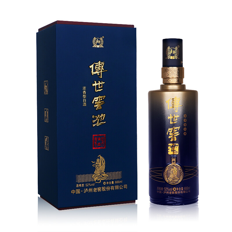 四川泸州老窖传世窖池典藏酒口感浓香型52度白酒666ml单瓶装