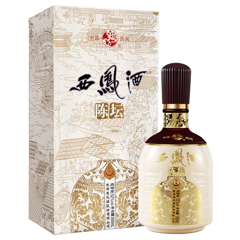 陕西西凤陈坛名尊口感凤香型52度白酒500ml单瓶装