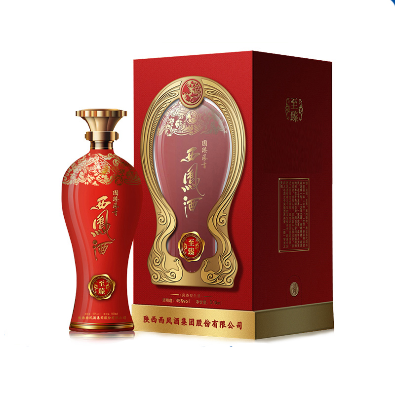 陕西西凤酒国臻凤香至臻红色瓶口感凤香型45度白酒500ml单瓶装
