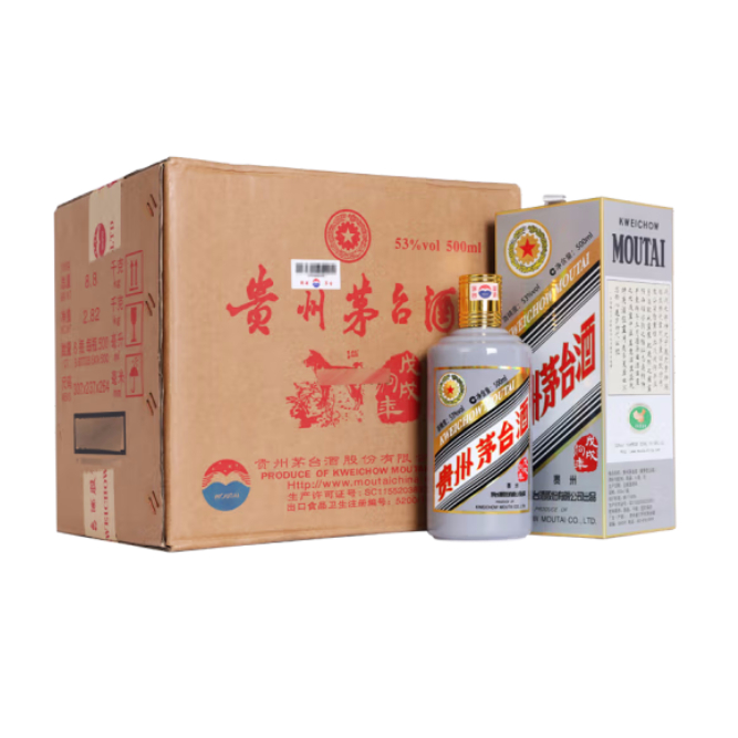 贵州茅台酒 53度 茅台酱香型白酒 茅台生肖狗年 500ml*6 整箱
