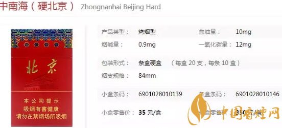 北京的代表香烟介绍 中南海系列香烟口感评测